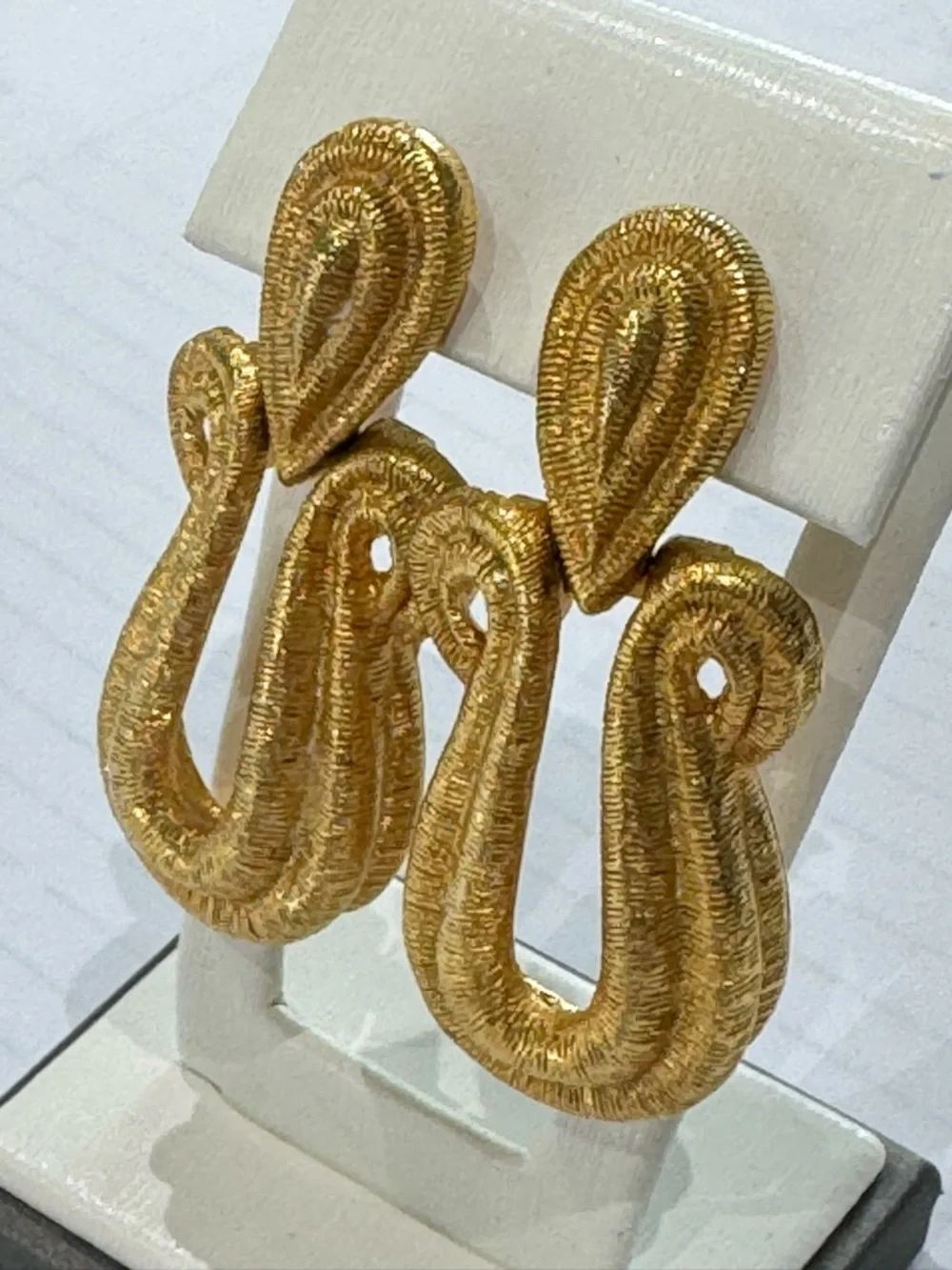 Givenchy Vintage Etruscan Style Doorknocker Earrings Goldtone - Picture 2 of 12